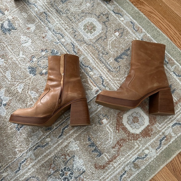 Free People Ruby platform boots in brown leather - Picture 3 of 4